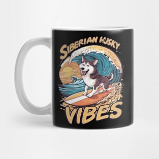 Wave Rider: Siberian Husky Dog Catching Waves Mug